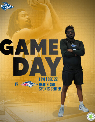 Yellow background UNK Basketball graphic