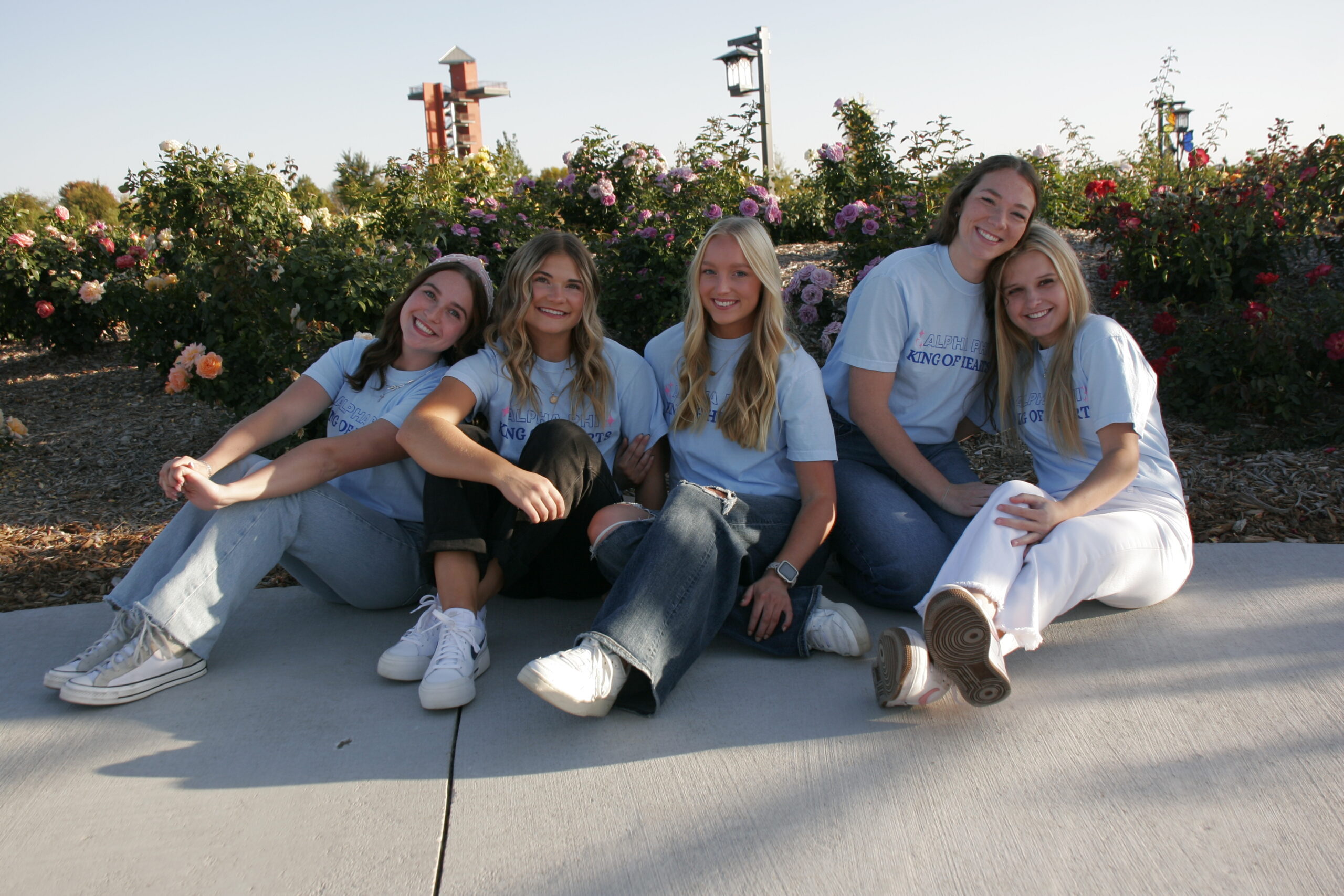 _MG_9085 Members of the Alpha Phi sorority pose for a photo to market their philanthropy event at Yanney Park.